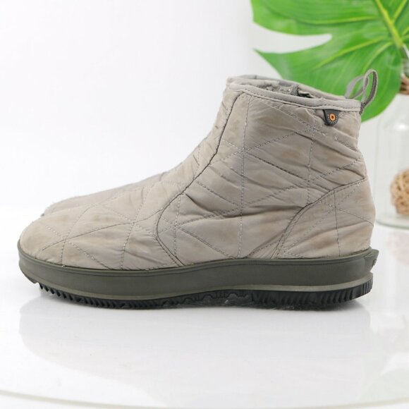 Bogs Womens Snowday Boot Size 7 Waterproof Gray Beige Quilted Insulated Bootie - Picture 8 of 12
